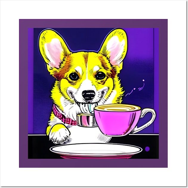 Corgi And Coffee Wall Art by Megaluxe 